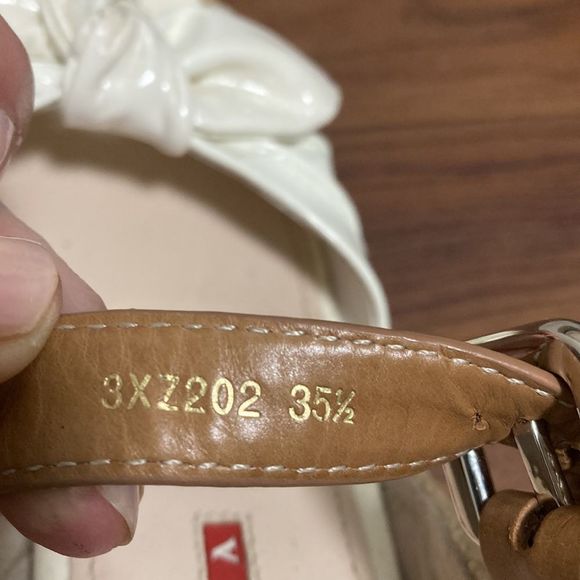 Prada Sport NWOT White Patent Leather Bow Cork Wedge Espadrille. Size 35.5. - Picture 9 of 11